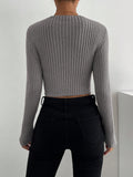 Buy SHEIN Essnce Crisscross Cut Out Ribbed Knit Crop Sweater in Pakistan