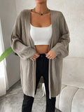 Buy SHEIN Essnce Drop Shoulder Open Front Ribbed Knit Duster Cardigan in Pakistan