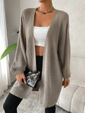 Buy SHEIN Essnce Drop Shoulder Open Front Ribbed Knit Duster Cardigan in Pakistan