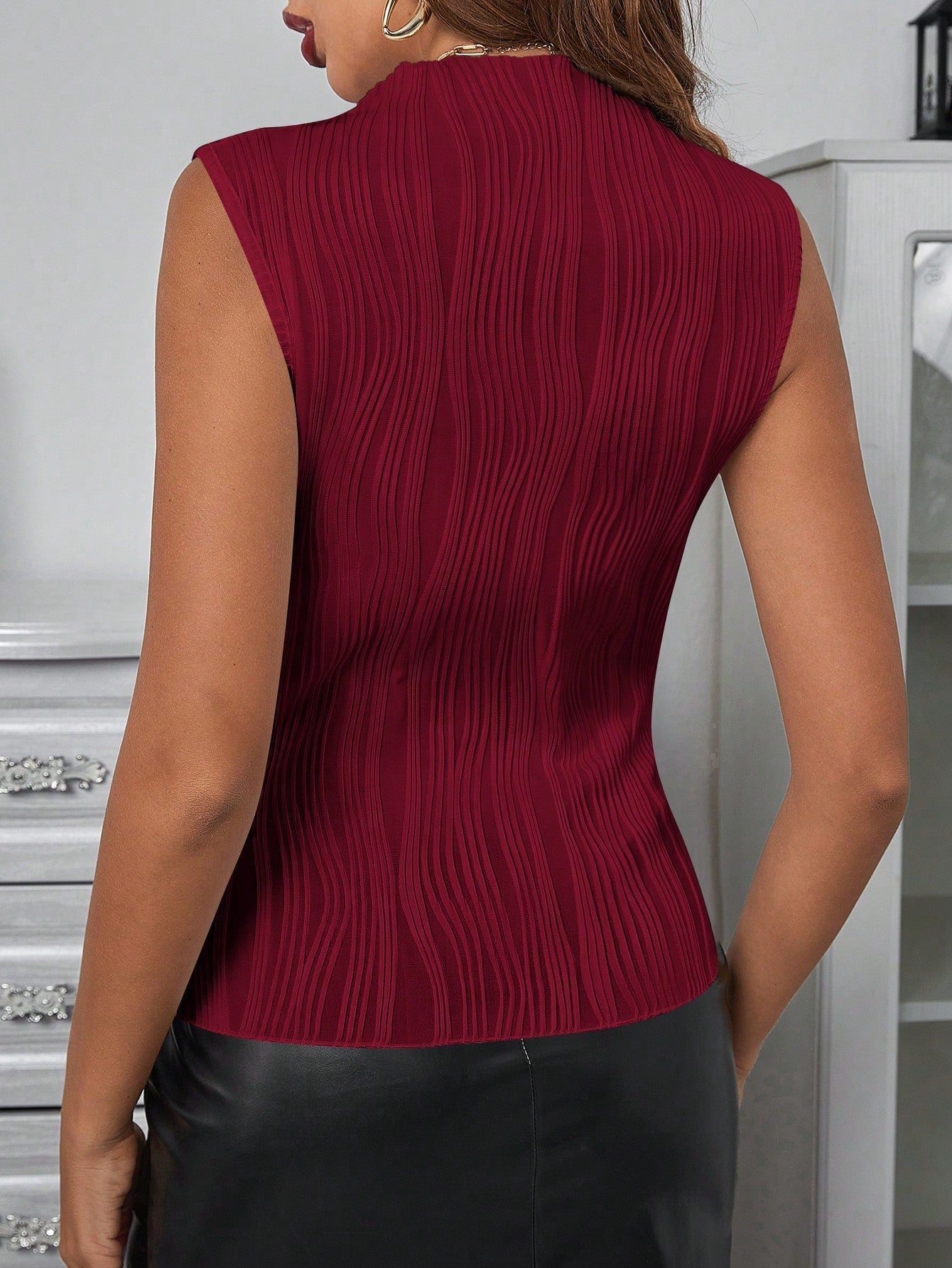 Buy SHEIN Essnce Mock Neck Solid Tank Top in Pakistan