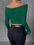 Buy SHEIN Essnce Off Shoulder Ribbed Knit Crop Sweater in Pakistan