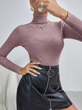 Buy SHEIN Essnce Solid High Neck Rib Knit Sweater in Pakistan