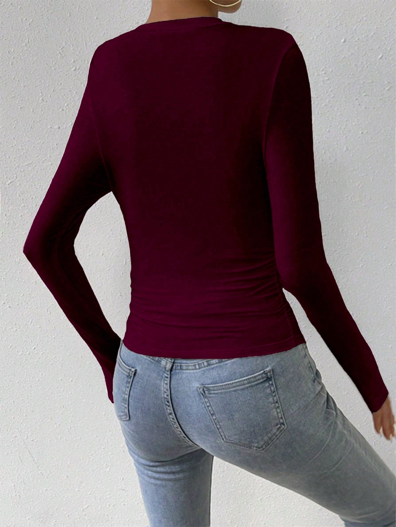 Buy SHEIN Essnce Solid Ruched Tee in Pakistan