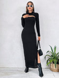 Buy SHEIN Essnce Solid Split Thigh Hooded Bodycon Dress & Super Crop Hooded Dress in Pakistan