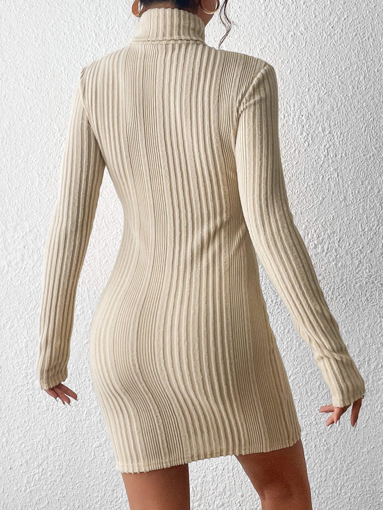 Buy SHEIN Essnce Turtleneck Ribbed Knit Bodycon Dress in Pakistan