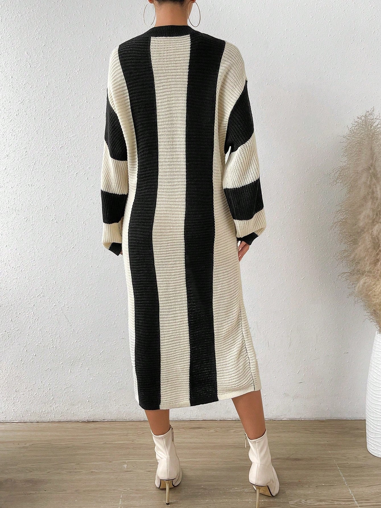 Buy SHEIN Essnce Two Tone Drop Shoulder Sweater Dress Without Belt in Pakistan