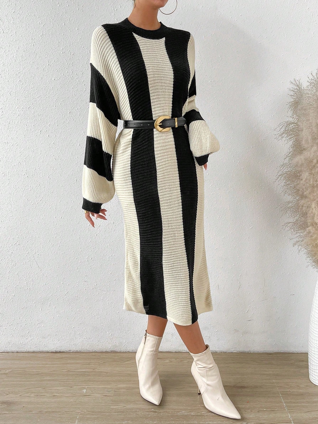 Buy SHEIN Essnce Two Tone Drop Shoulder Sweater Dress Without Belt in Pakistan