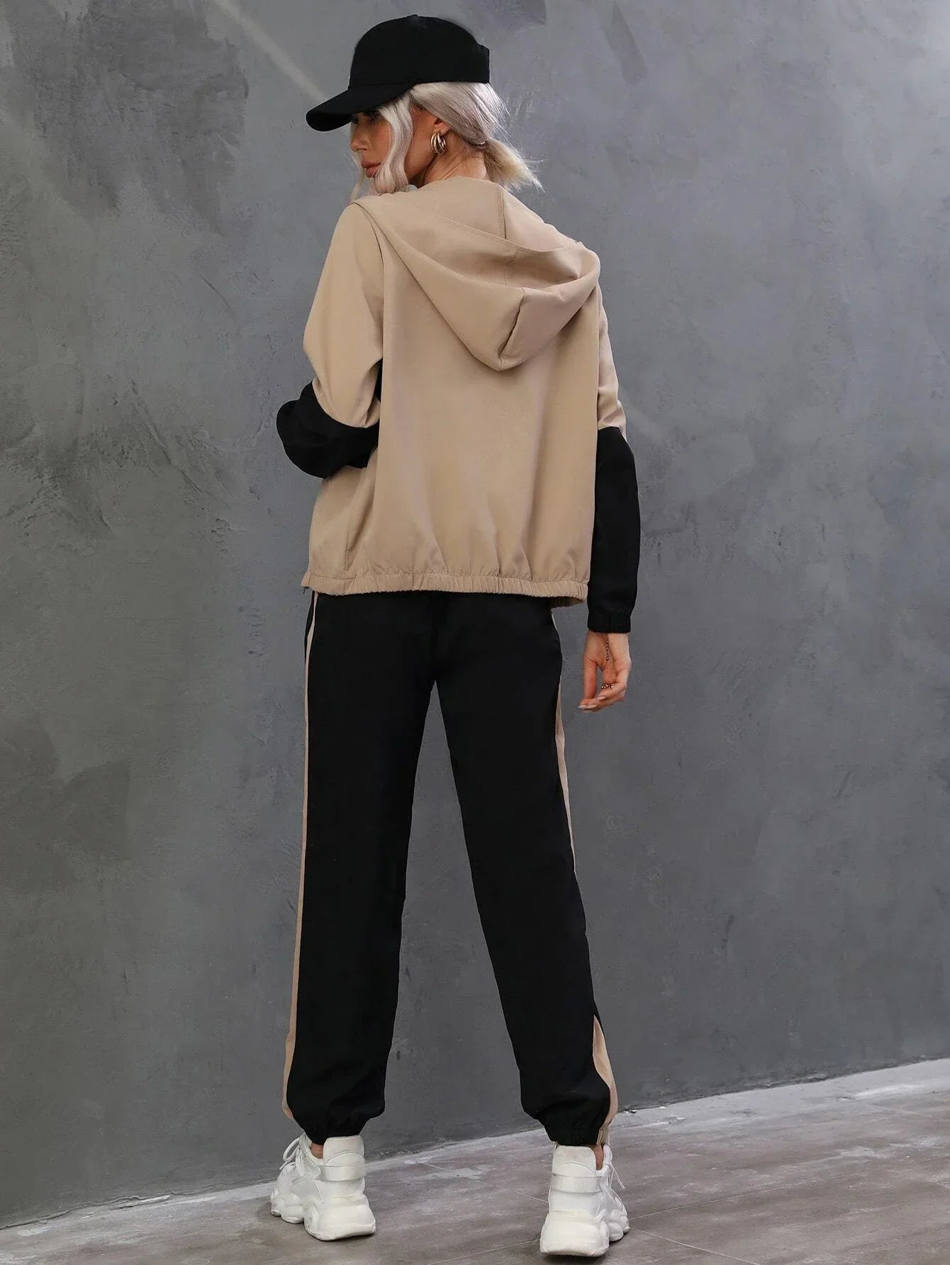 Buy SHEIN Essnce Two Tone Zip Up Hooded Jacket & Pants in Pakistan
