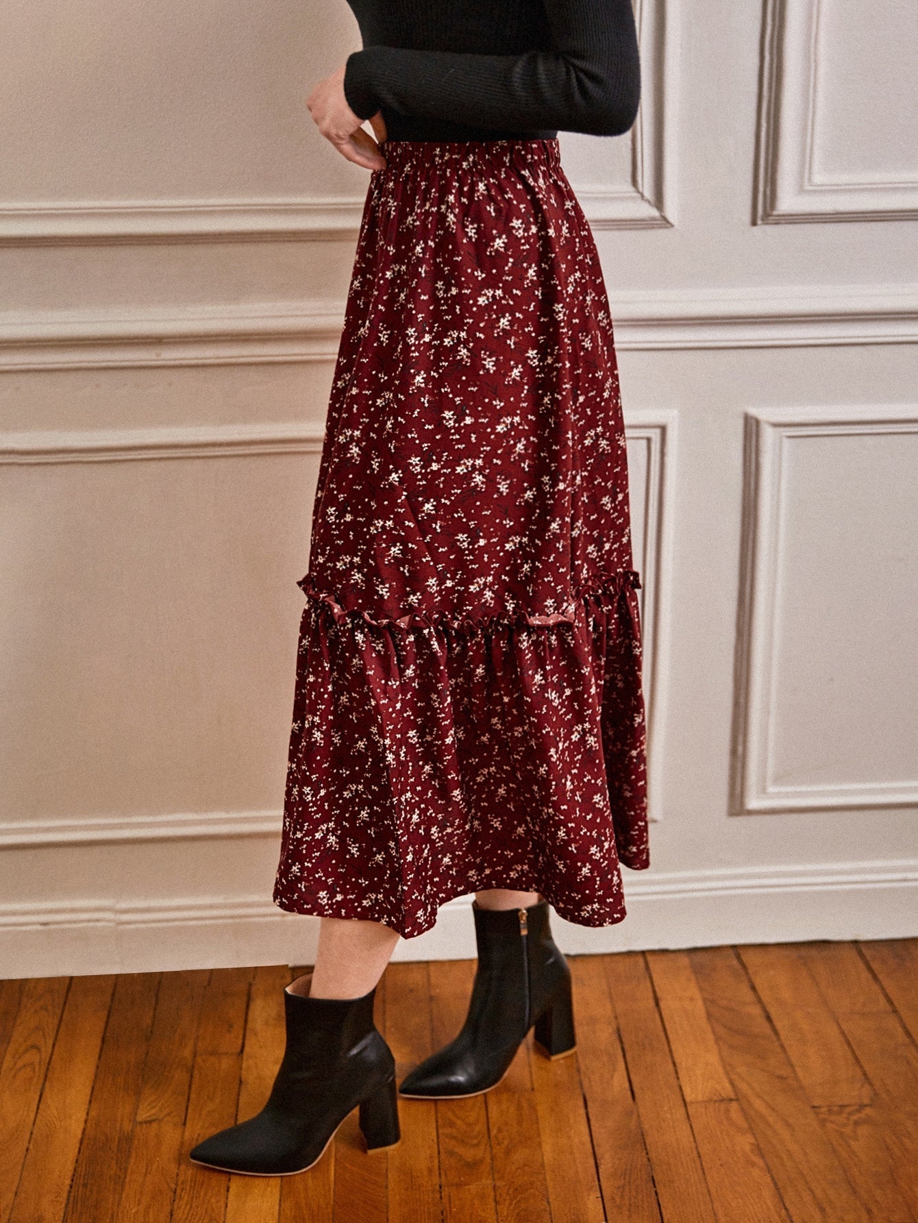 Buy SHEIN Frenchy Ditsy Floral Frill A-line Skirt in Pakistan