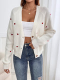 Buy SHEIN Frenchy Heart Embroidery Button Front Cardigan in Pakistan