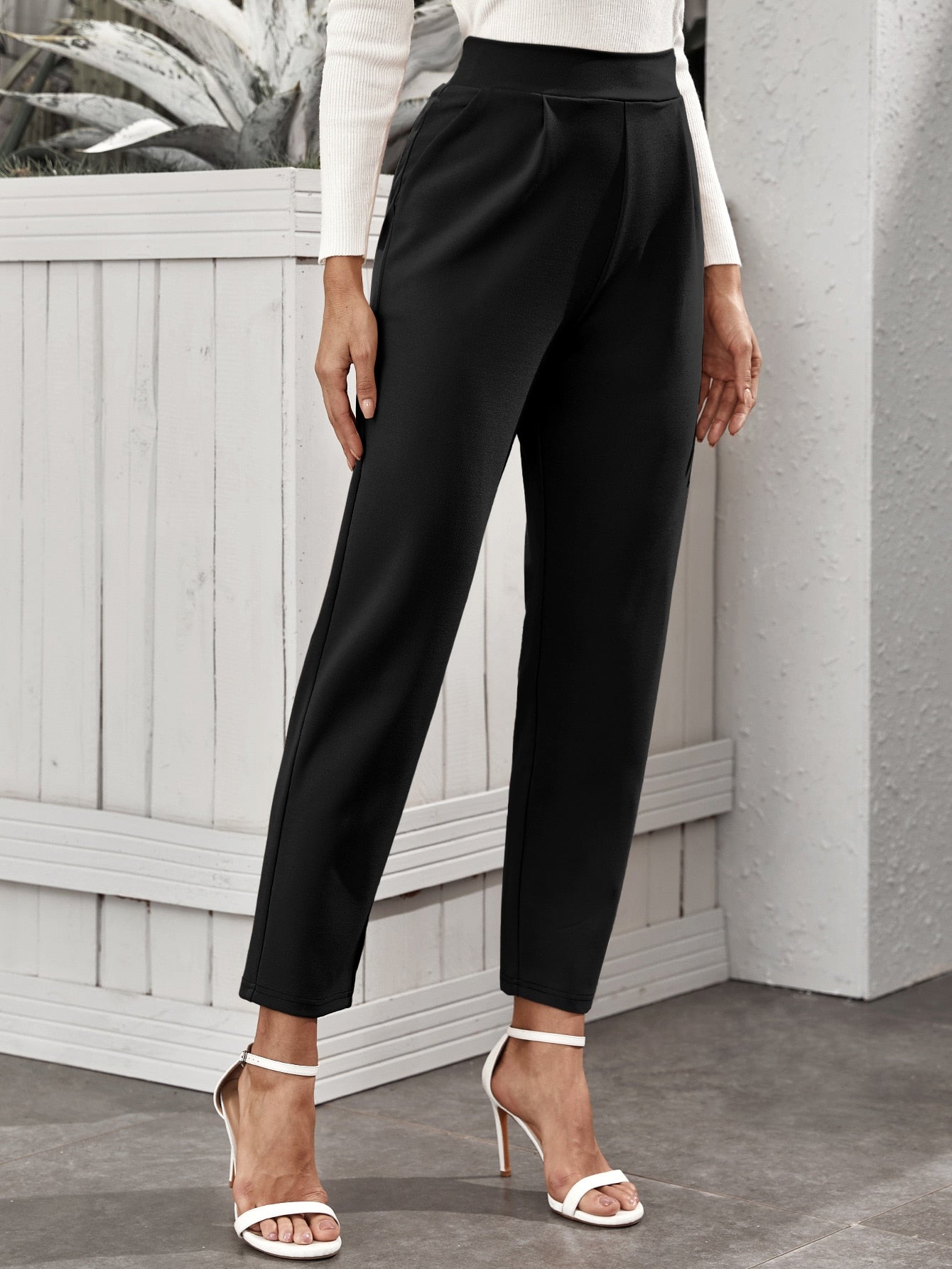 Buy SHEIN Frenchy High-Rise Slant Pocket Tapered Pants in Pakistan