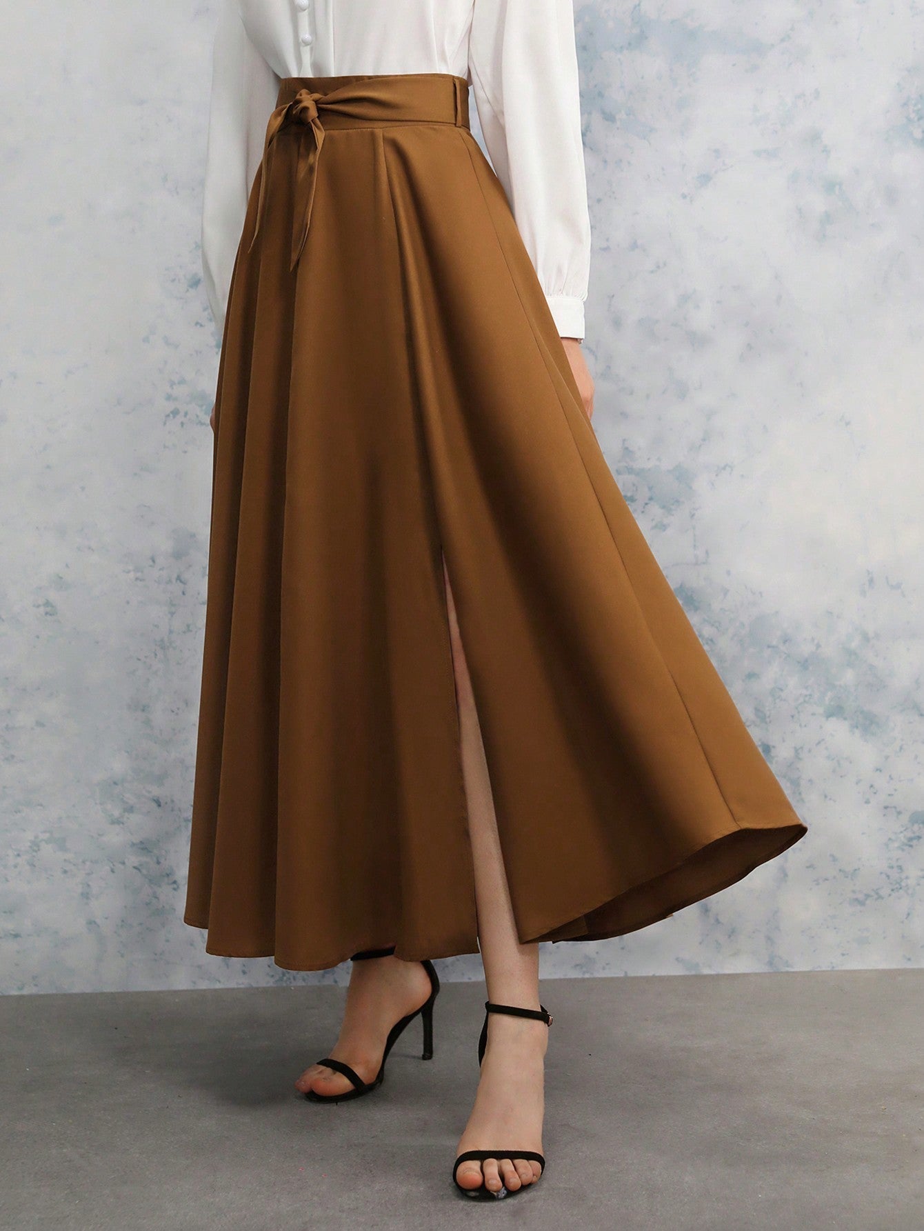 Buy SHEIN Frenchy High Waist Split Thigh Belted Skirt in Pakistan