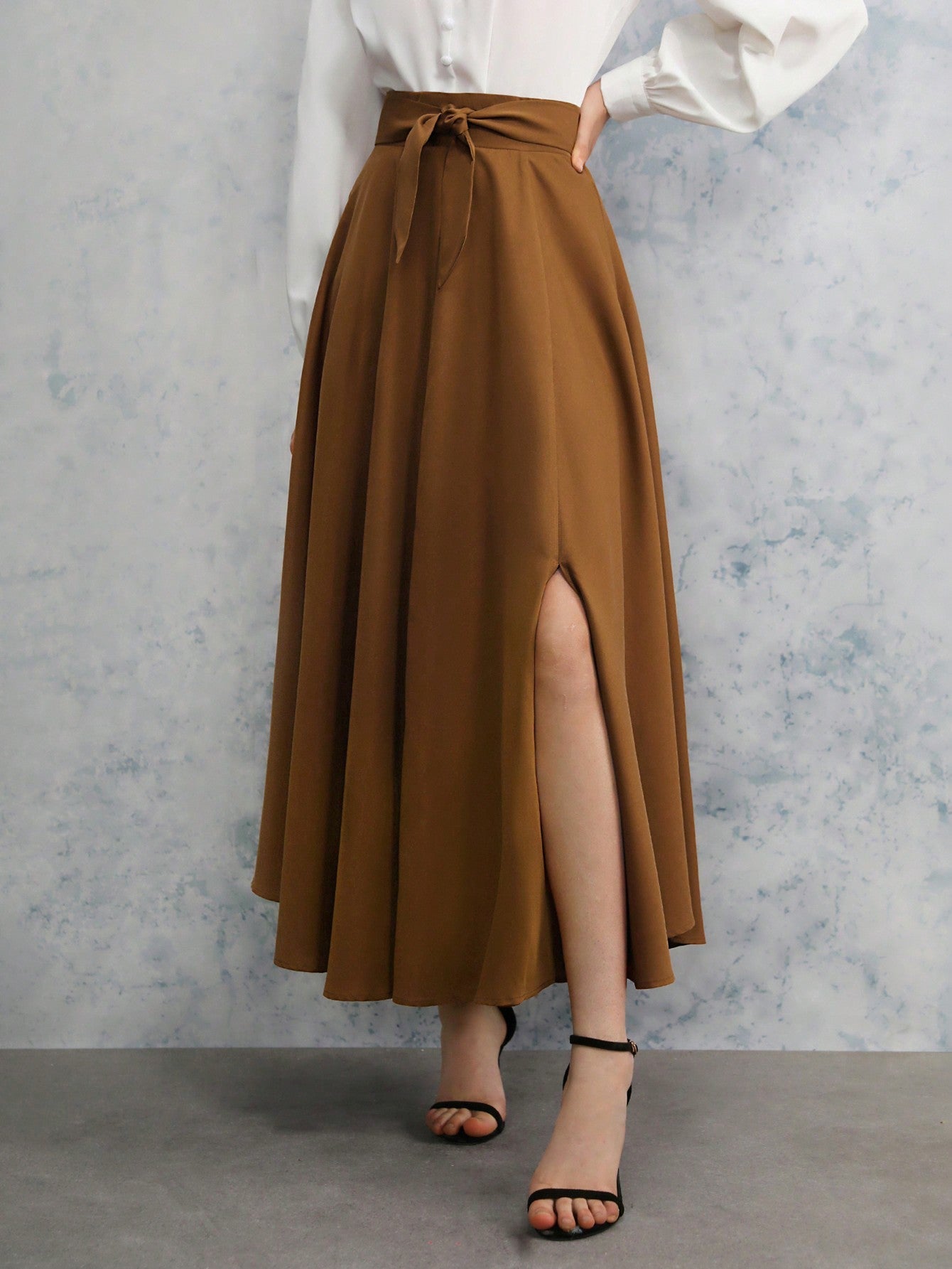 Buy SHEIN Frenchy High Waist Split Thigh Belted Skirt in Pakistan