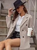 Buy SHEIN Frenchy Lapel Neck Double Breasted Overcoat in Pakistan