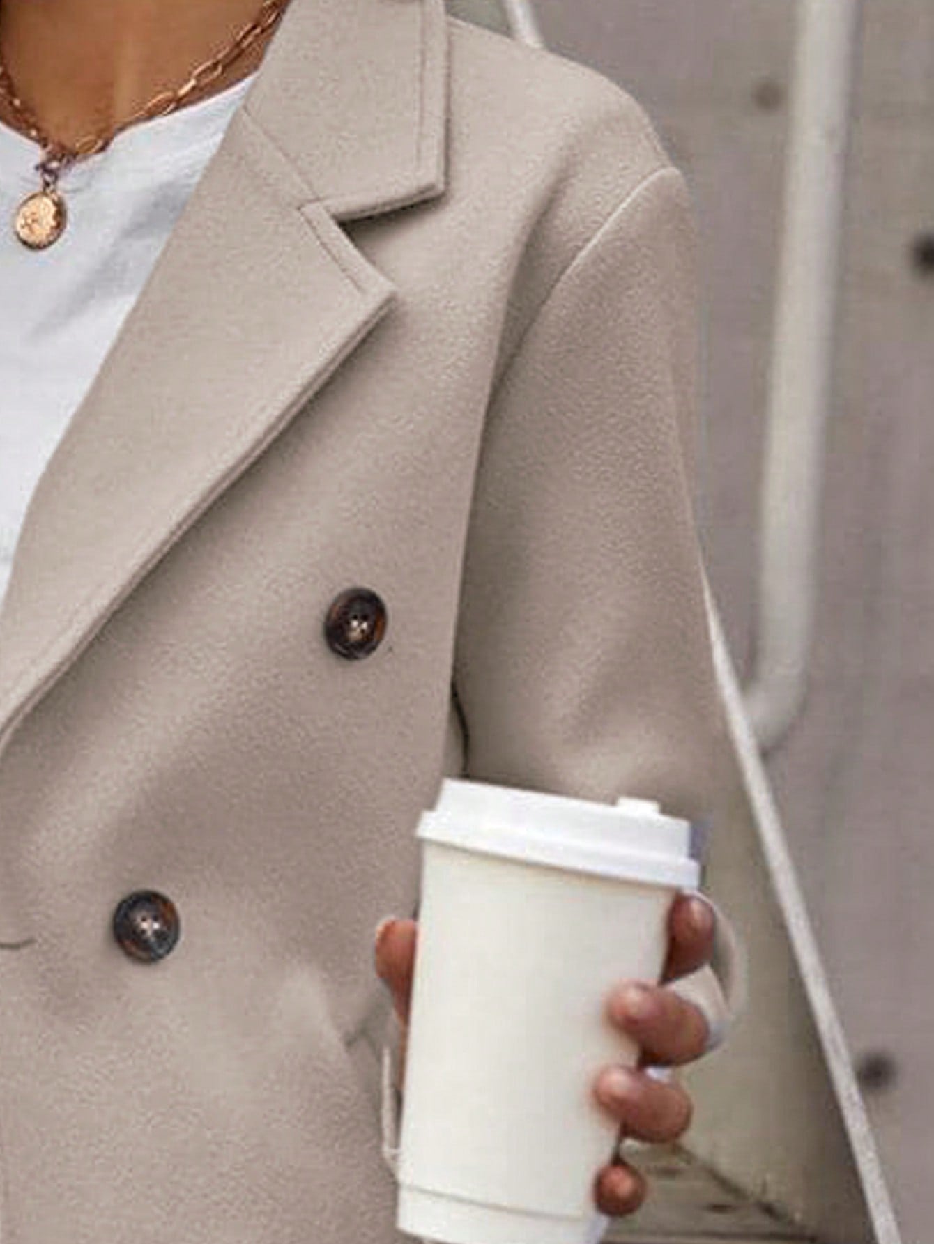 Buy SHEIN Frenchy Lapel Neck Double Breasted Overcoat in Pakistan