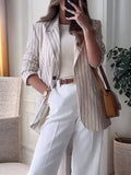 Buy SHEIN Frenchy Loose Casual Long Sleeve, Minimalist Striped Blazer in Pakistan