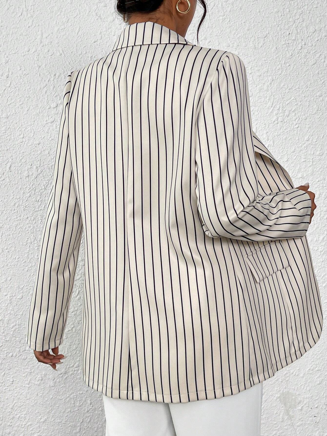 Buy SHEIN Frenchy Loose Casual Long Sleeve, Minimalist Striped Blazer in Pakistan