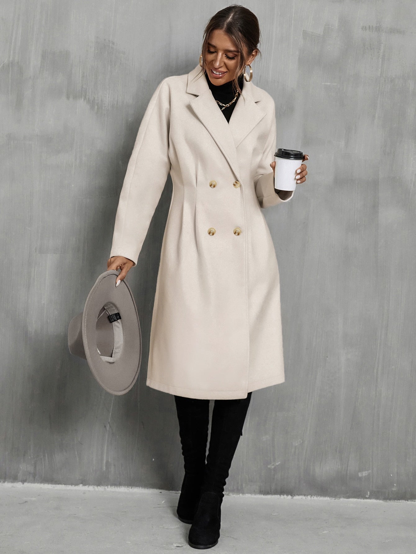 Buy SHEIN Frenchy Plicated Detail Batwing Sleeve Overcoat in Pakistan