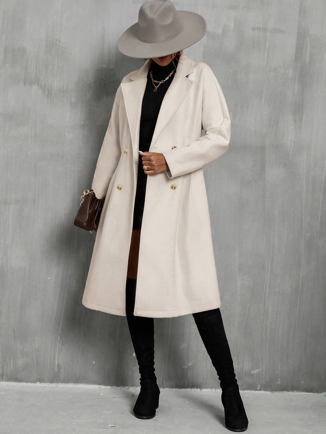 Buy SHEIN Frenchy Plicated Detail Batwing Sleeve Overcoat in Pakistan