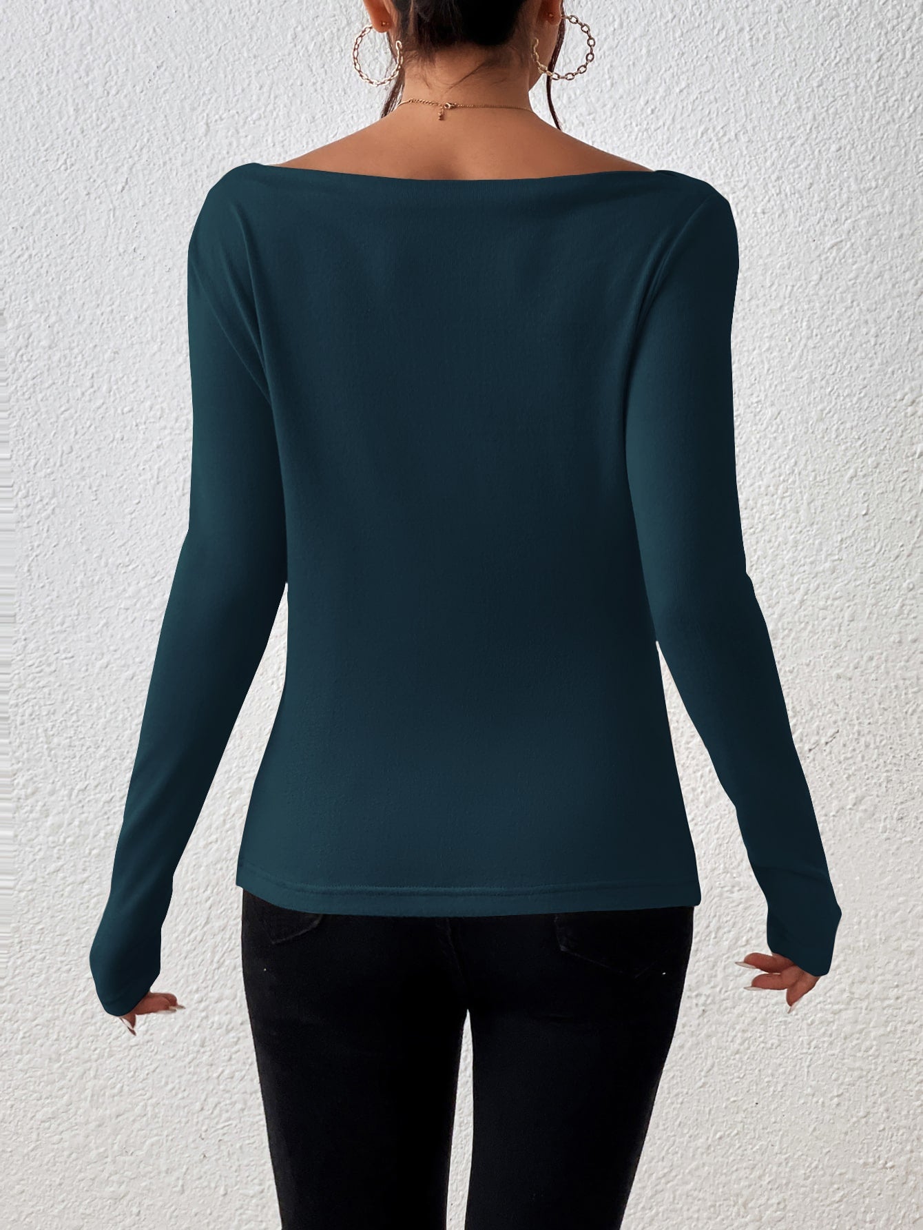 Buy SHEIN Frenchy Solid Boat Neck Tee in Pakistan