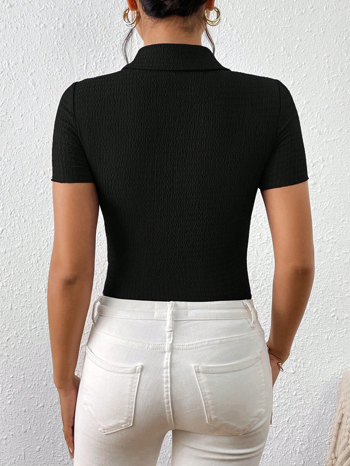 Buy SHEIN Frenchy Solid Button Front Tee in Pakistan