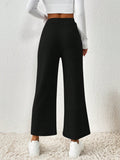 Buy SHEIN Frenchy Solid Knot Waist Wide Leg Pants in Pakistan