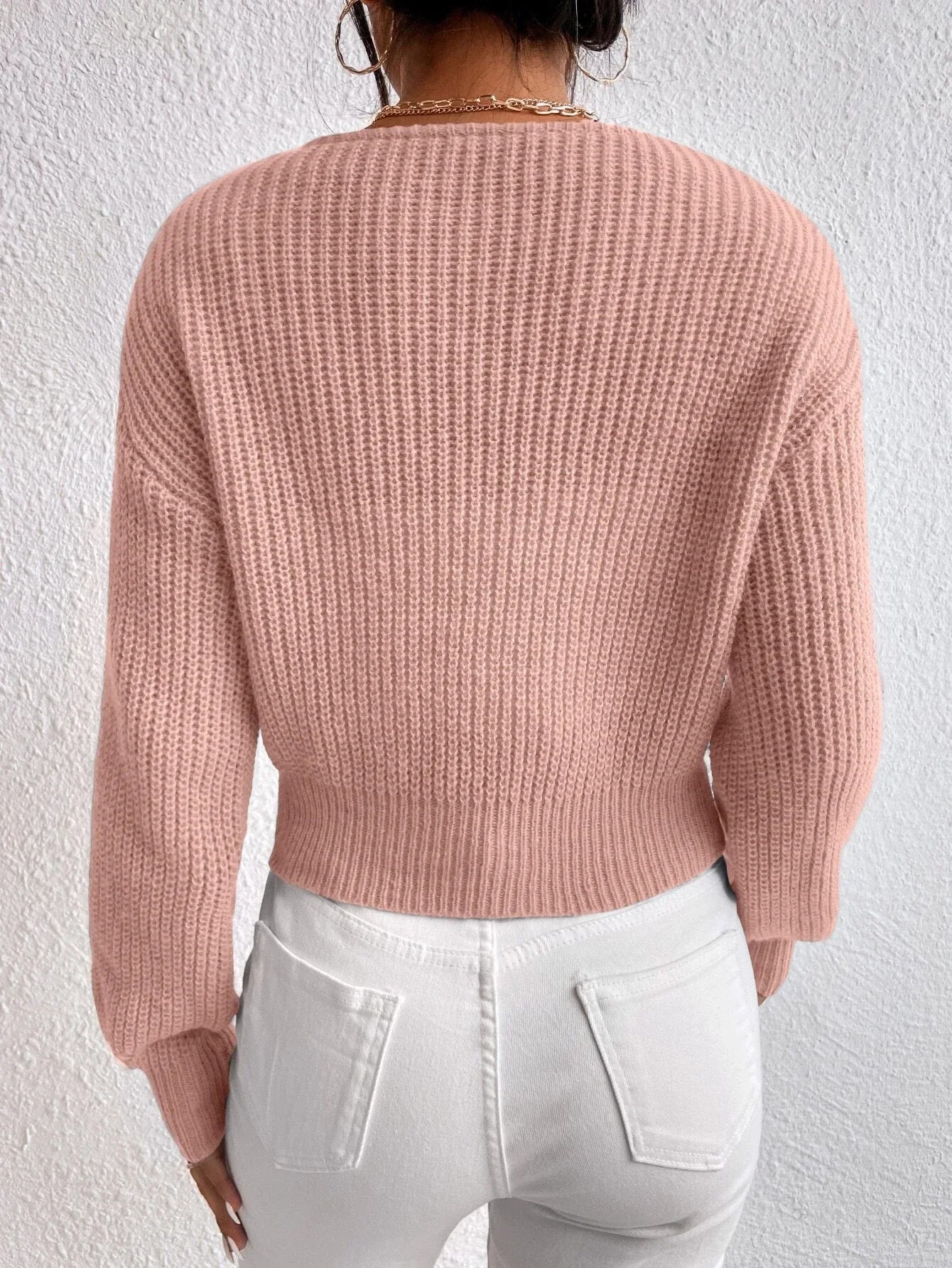 Buy SHEIN Frenchy Surplice Neck Drop Shoulder Sweater in Pakistan