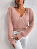 Buy SHEIN Frenchy Surplice Neck Drop Shoulder Sweater in Pakistan