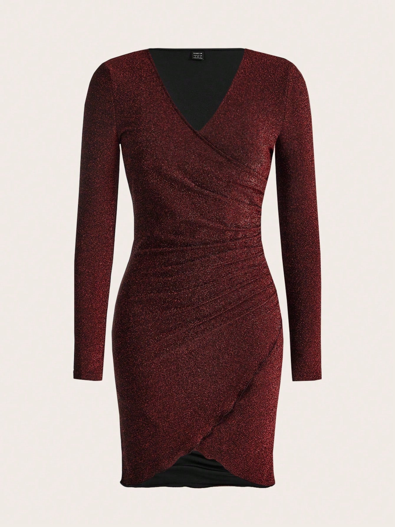 Buy SHEIN Frenchy Surplice Neck Wrap Hem Glitter Bodycon Dress in Pakistan