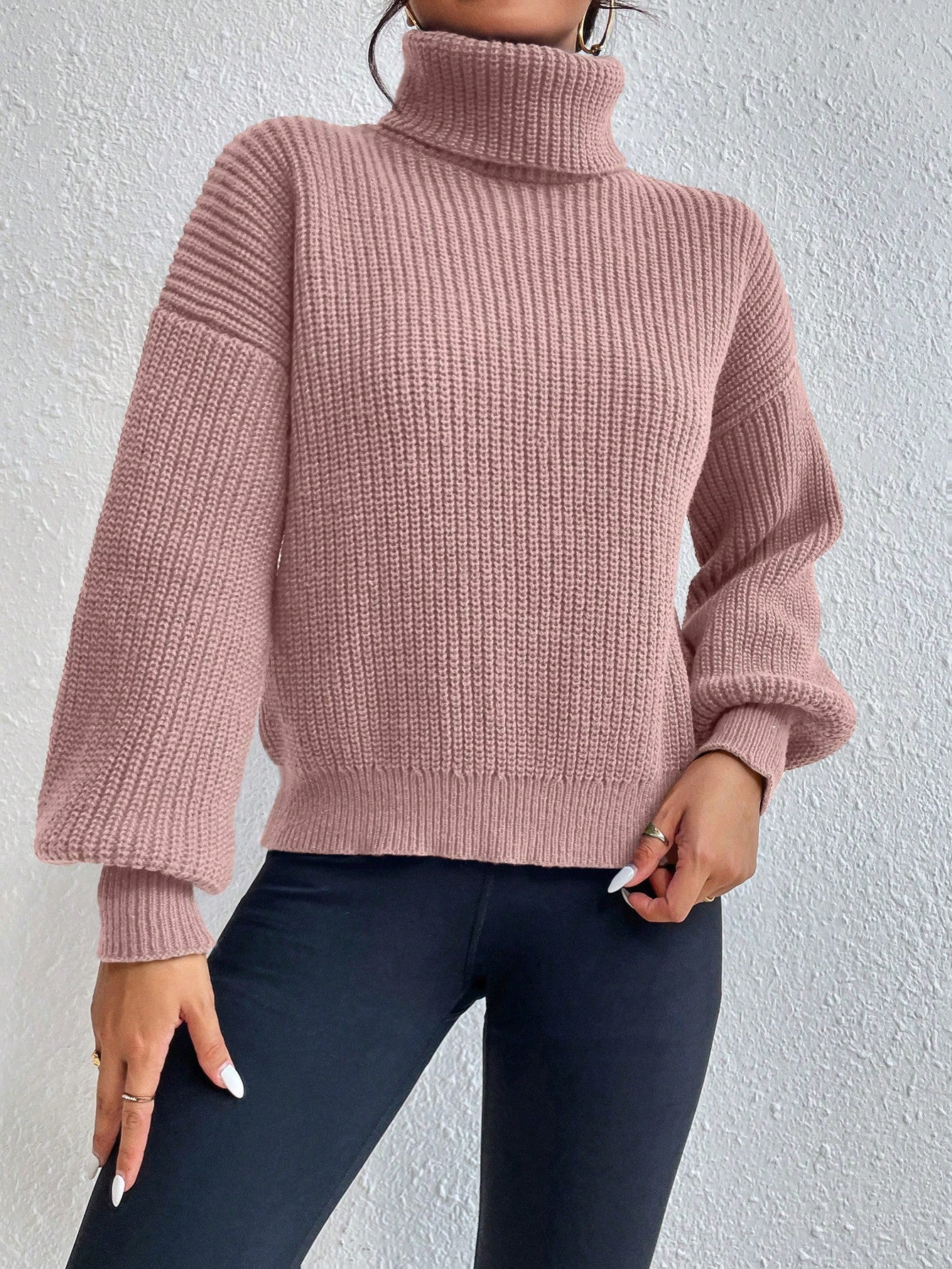 Buy SHEIN Frenchy Turtleneck Drop Shoulder Sweater in Pakistan