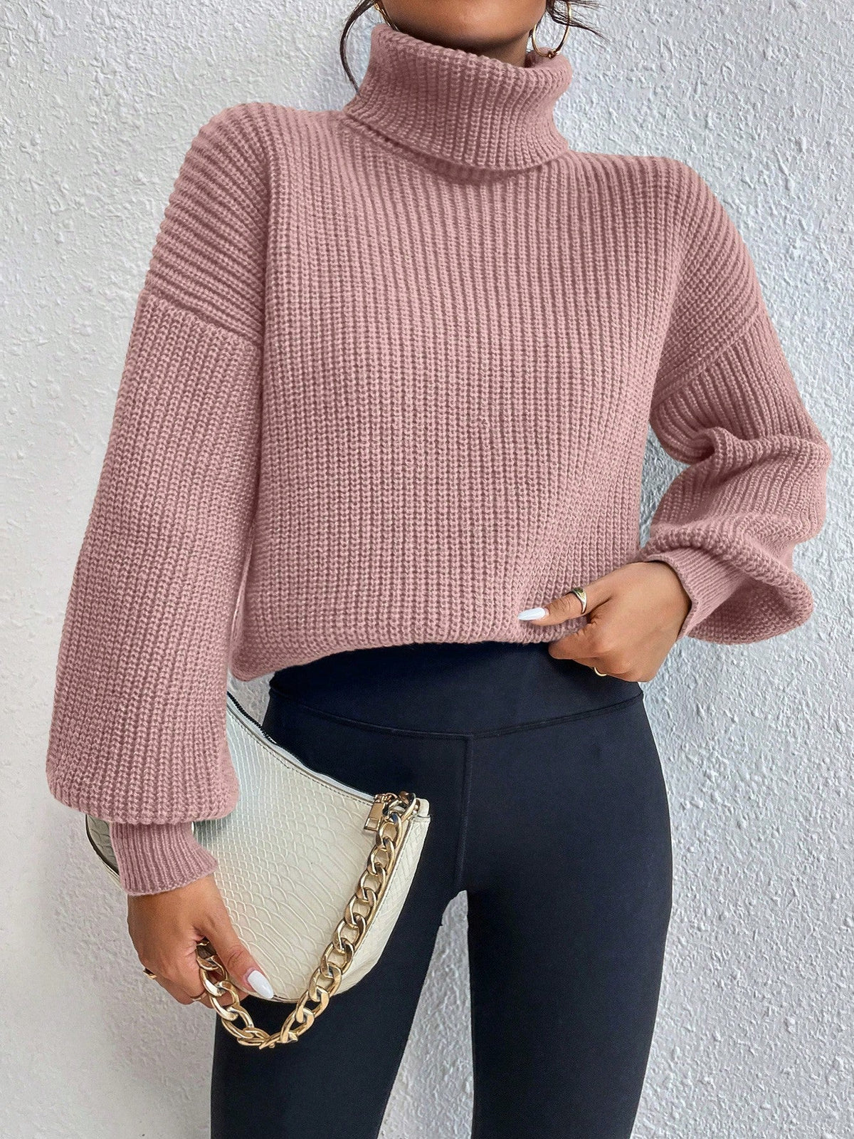 Buy SHEIN Frenchy Turtleneck Drop Shoulder Sweater in Pakistan