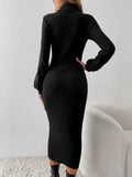 Buy SHEIN Frenchy Turtleneck Lantern Sleeve Bodycon Dress Without Belt in Pakistan
