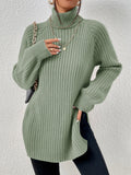 Buy SHEIN Frenchy Turtleneck Raglan Sleeve Split Hem Jumper in Pakistan