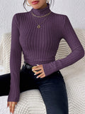 Buy SHEIN Frenchy Women's High Neck Ribbed Knit Long Sleeve T-Shirt in Pakistan