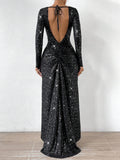 Buy SHEIN Glamour Tie Backless Sequin Decor Mermaid Hem Sequin Formal Dress in Pakistan