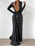 Buy SHEIN Glamour Tie Backless Sequin Decor Mermaid Hem Sequin Formal Dress in Pakistan