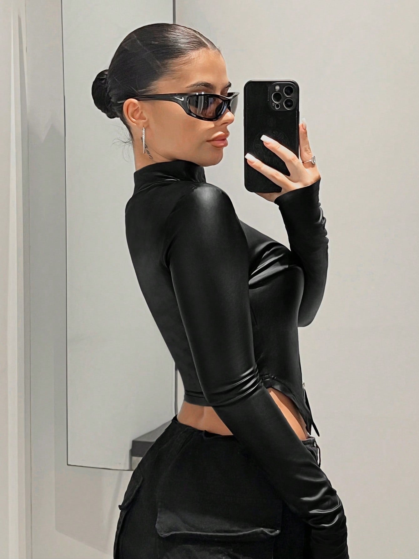 Buy SHEIN ICON Zip Up Asymmetrical Hem Tee in Pakistan