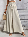 Buy SHEIN LUNE Paperbag Waist Knot Front Wide Leg Pants in Pakistan