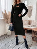 Buy SHEIN LUNE Ruched Twist Front Cut Out Sweater Dress in Pakistan