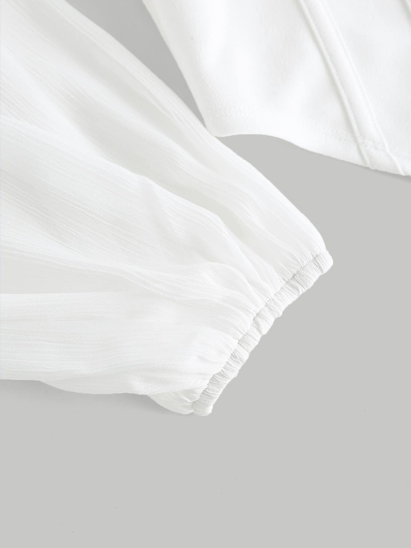 Buy SHEIN MOD Lantern Sleeve Ruched Scoop Neck Asymmetrical Hem Crop Top in Pakistan