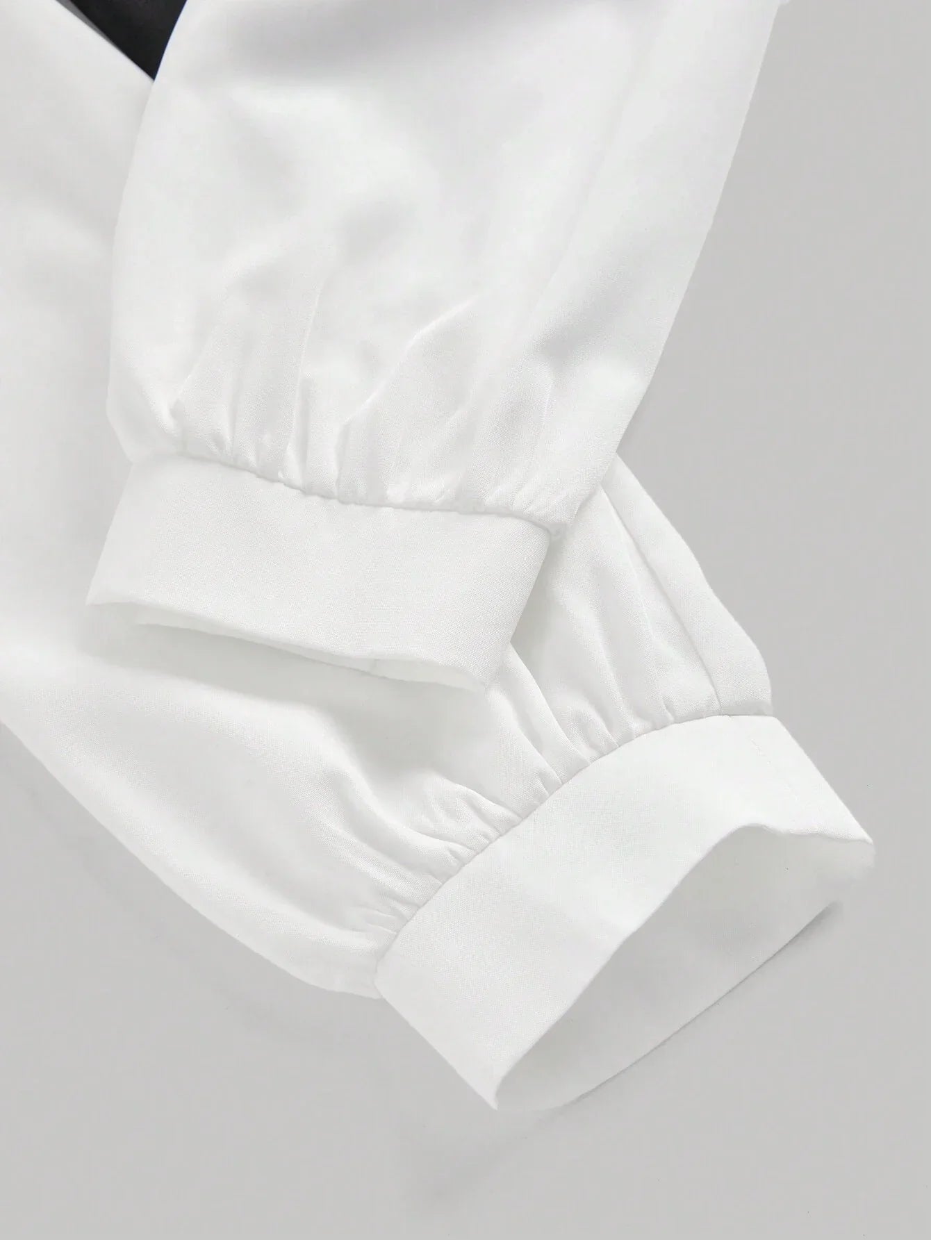 Buy SHEIN MOD Turndown Collar Long Sleeve Contrast Color Chest Ruched Black & White Contrast Color Shirt in Pakistan