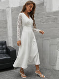 Buy SHEIN Modely Contrast Lace Surplice Neck A-line Dress in Pakistan