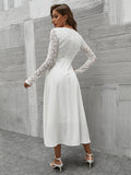 Buy SHEIN Modely Contrast Lace Surplice Neck A-line Dress in Pakistan