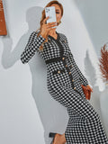Buy SHEIN Modely Houndstooth Single Breasted Slit Back Bodycon Dress in Pakistan