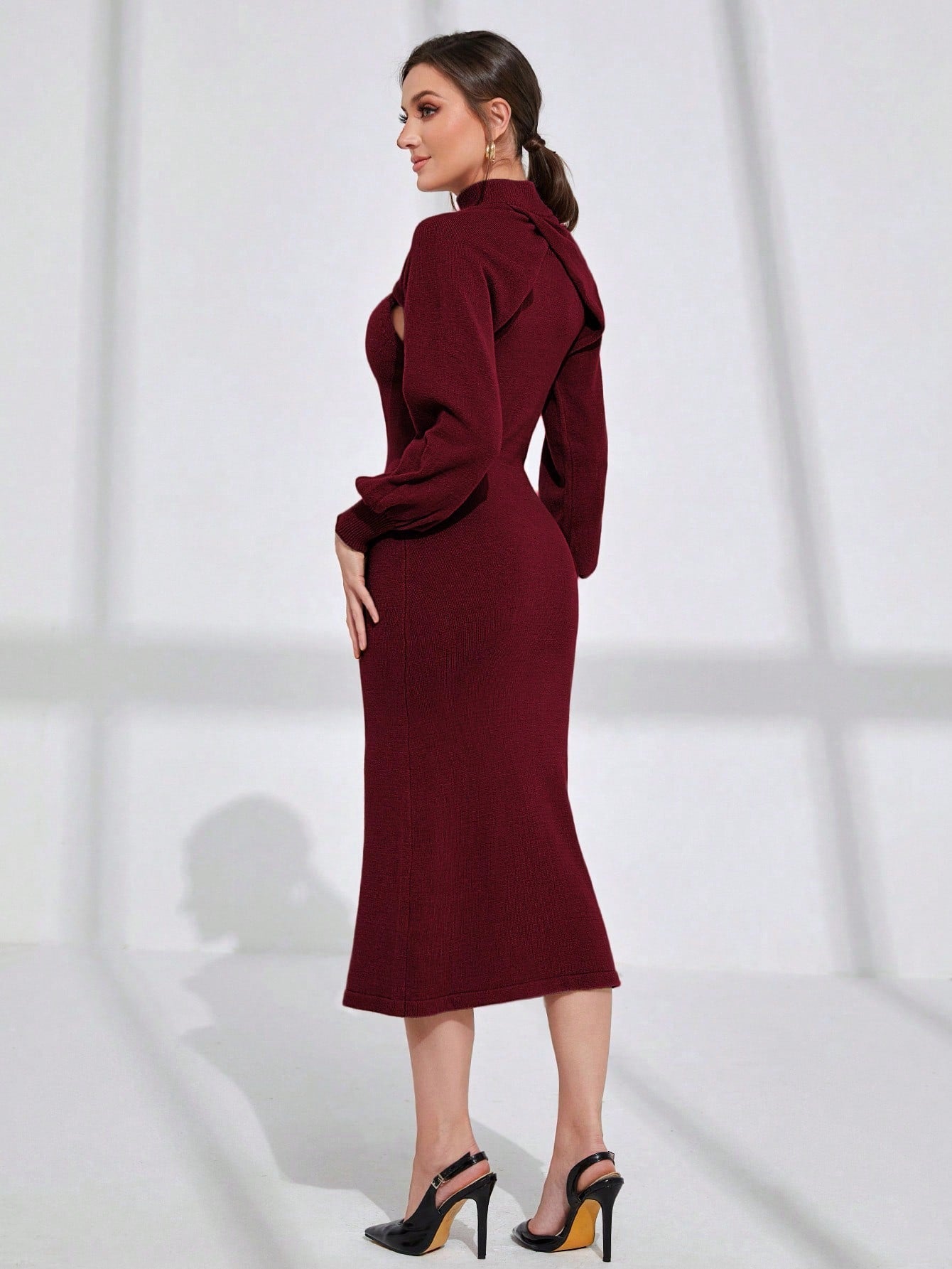 Buy SHEIN Modely Mock Neck Super Crop Sweater & Sweater Dress in Pakistan