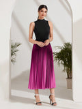 Buy SHEIN Modely Ombre Pleated Hem Mock Neck Dress in Pakistan