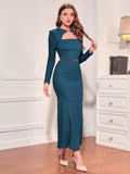 Buy SHEIN Modely Padded Shoulder Cut Out Mermaid Hem Dress in Pakistan