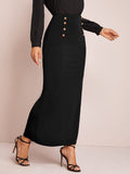 Buy SHEIN Modely Solid Buttoned Front Mermaid Skirt in Pakistan