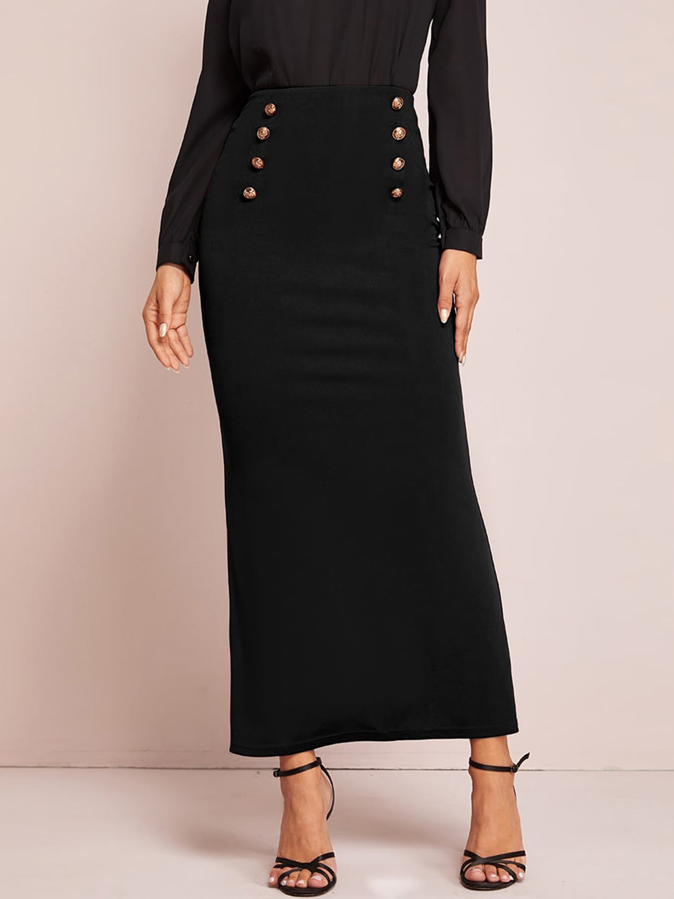 Buy SHEIN Modely Solid Buttoned Front Mermaid Skirt in Pakistan