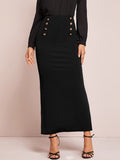 Buy SHEIN Modely Solid Buttoned Front Mermaid Skirt in Pakistan